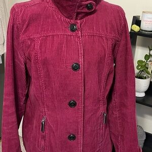 Relativity Women's Magenta Corduroy Utility Jacket Petite